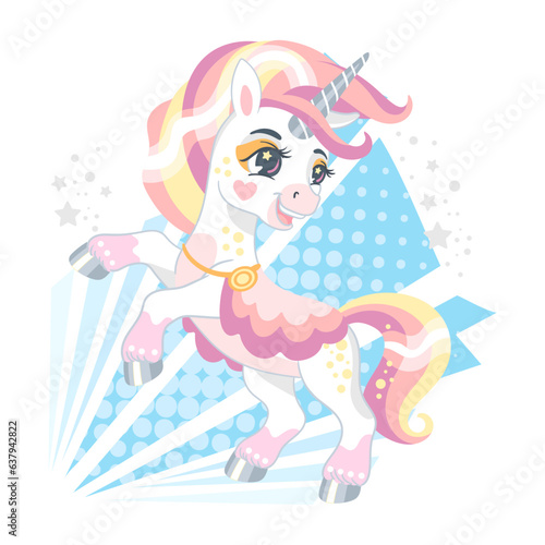 Cute cartoon character happy unicorn vector illustration 18