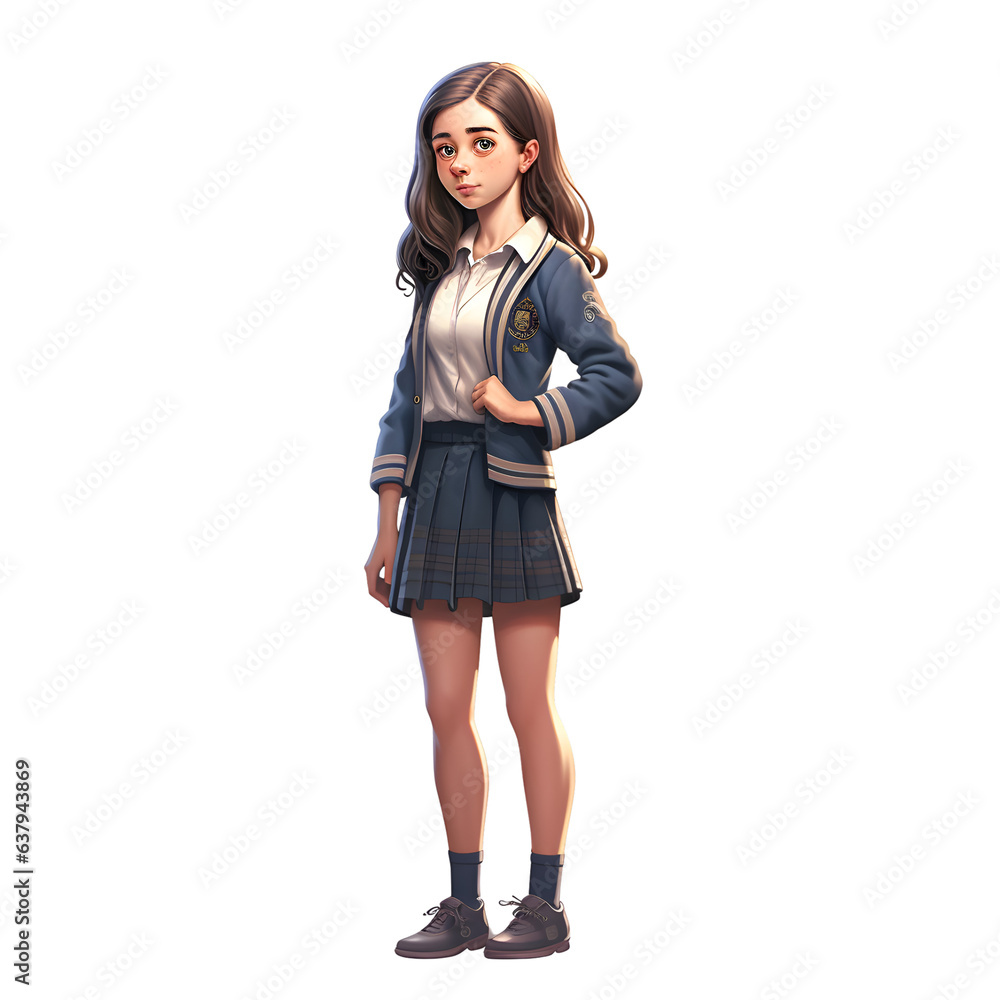 3D rendering of a beautiful schoolgirl isolated on white background. 3D rendering of a beautiful schoolgirl isolated on white background.