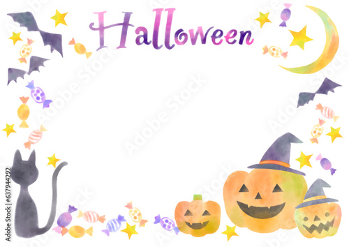 ハロウィンの水彩風フレーム
