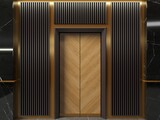 Modern elevator doors in art deco lobby
