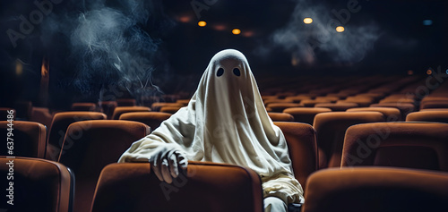 Ghost in the cinema. Banner, horror movie.