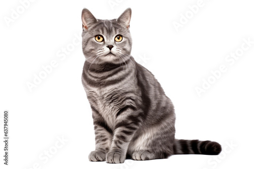 Domestic Shorthair Cat Isolated On White Background