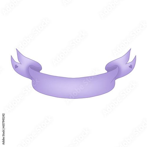 lilac , purple ribbon for birthday, congratulations, transparent background, ribbon banner, digital illustration,