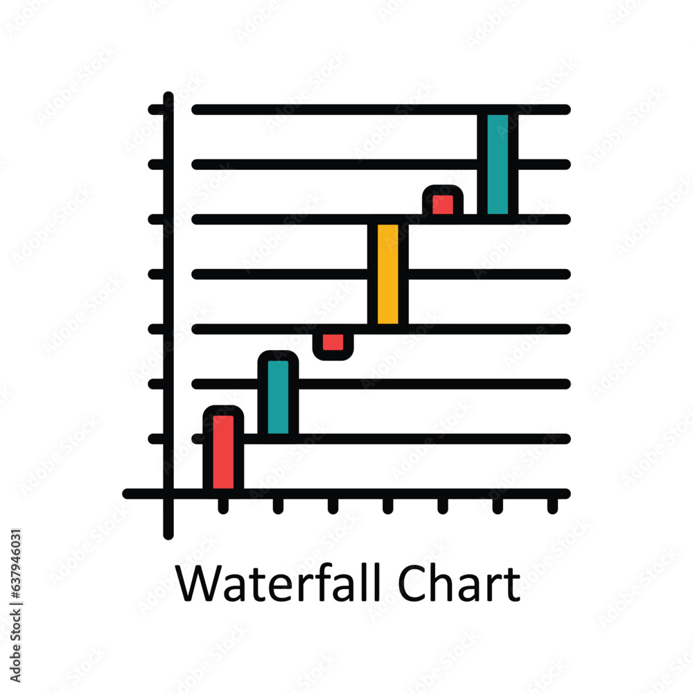 Waterfall Chart Filled Outline Icon Design illustration. Product Management Symbol on White background EPS 10 File Waterfall Chart Filled Outline Icon Design illustration. Product Management Symbol on White background EPS 10 File