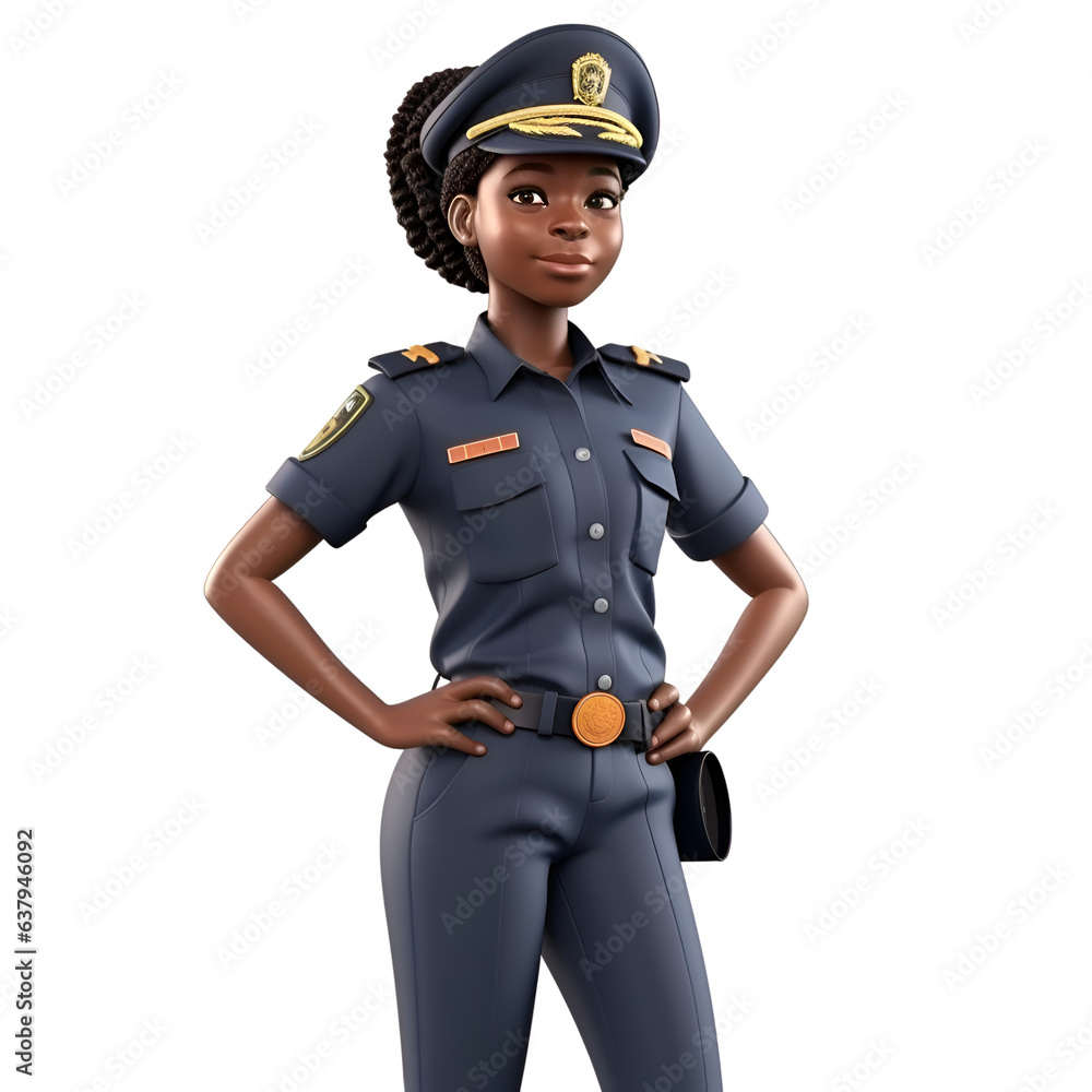 3D Illustration of a female police officer on a white background 3D Illustration of a female police officer on a white background