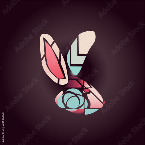 Rabbit designed with abstract geometry