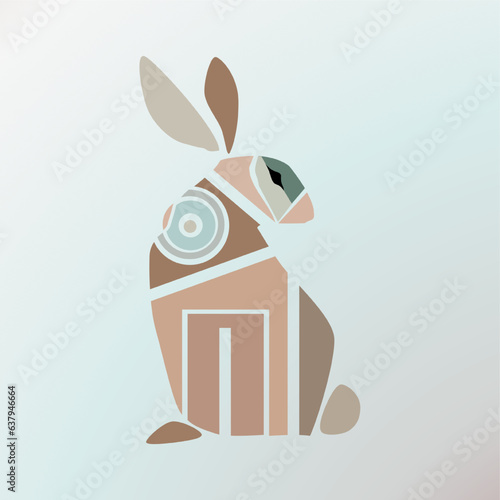 abstract geometric rabbit minimalist vintage style
