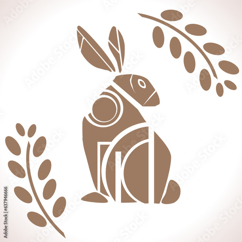 Abstract Art, Contemporary art , abstract leaves and animals. botanical drawings , postcard or brochure design