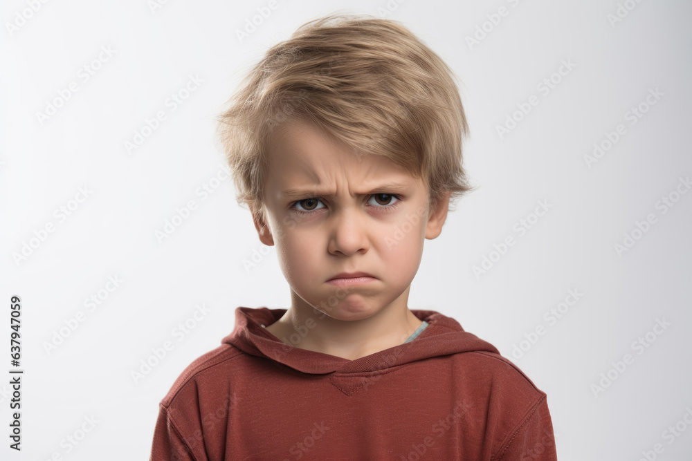Angry schoolboy boy on a white background Angry schoolboy boy on a white background
