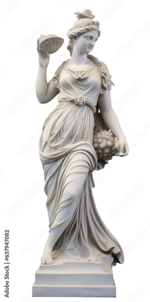 Greek marble goddess statue isolated on a white background, AI generated Greek marble goddess statue isolated on a white background, AI generated