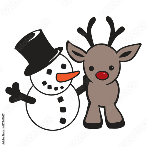 snowman and reindeer