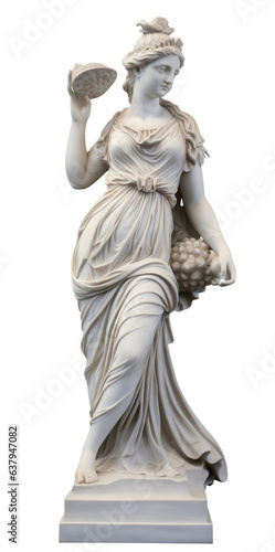 Greek marble goddess statue isolated on a white background, AI generated