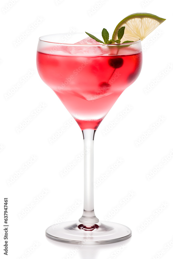 red cocktail with garnish in isolated background