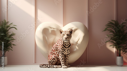 Leopard Mental Health Template Background Wounded Heart Wallpaper Looking Strong Powerful Outside Fragile Inside Jaguar Cheetah Puma Minimalistic for Presentation Slides Zoom Wildlife Exotic Animals
