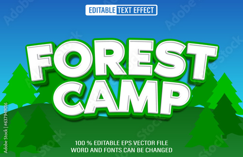 Forest Camp editable text effect 3d style template