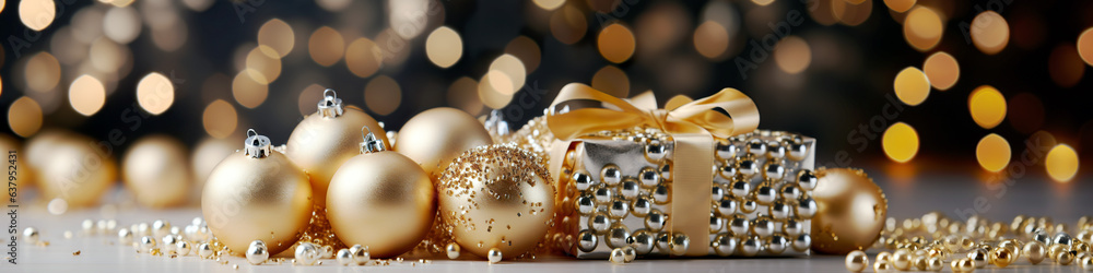 Celebrate Christmas holidays with Christmas tree decorations and gifts. Festive concept. Merry Christmas wallpaper, background, banner or web design. AI generated. Celebrate Christmas holidays with Christmas tree decorations and gifts. Festive concept. Merry Christmas wallpaper, background, banner or web design. AI generated.
