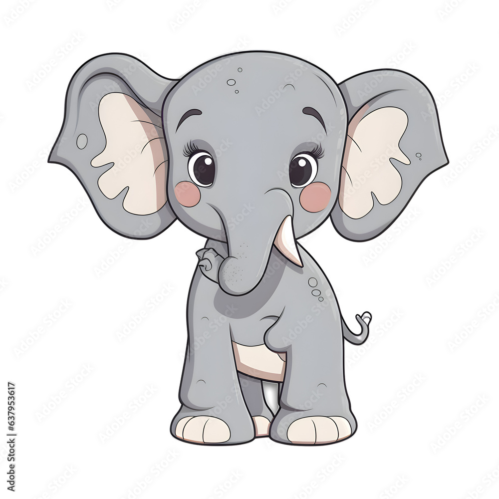 Cute baby elephant isolated on white background. Vector cartoon illustration. Cute baby elephant isolated on white background. Vector cartoon illustration.