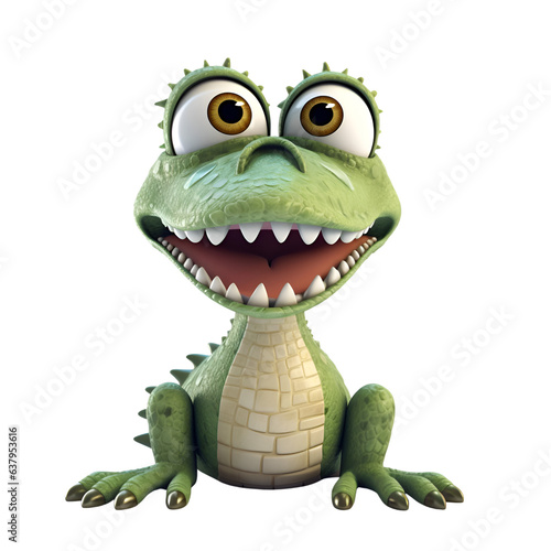 3d rendered illustration of a crocodile cartoon character isolated on white background © Ehtisham