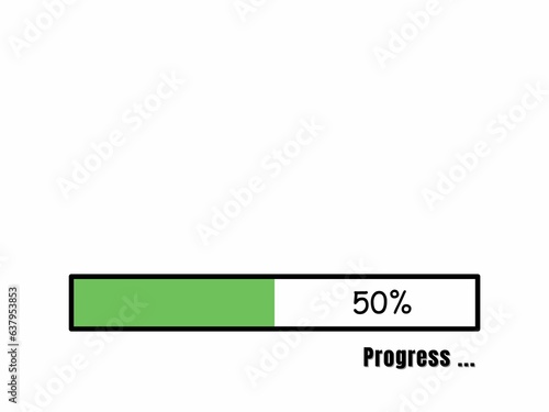 A loading bar 50% completed isolated on white background with progress wording. Progress loading and job progressive concept.  © Mzto
