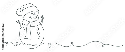 Snowman line art style vector illustration