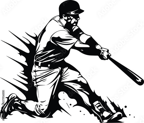 Baseball Homerun Logo Monochrome Design Style