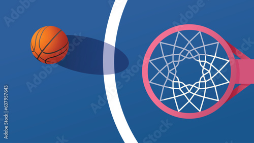 basketball ball lying near hoop top view