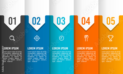 Infographic 5 steps to success. 5 business processes. Vector illustration.