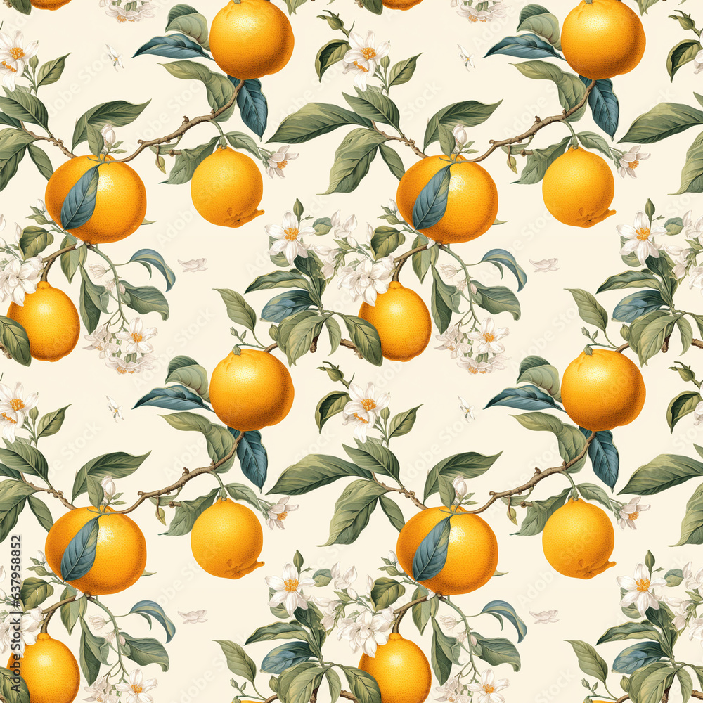 Luxurious citrus fruit seamless wallpaper texture, colorful background