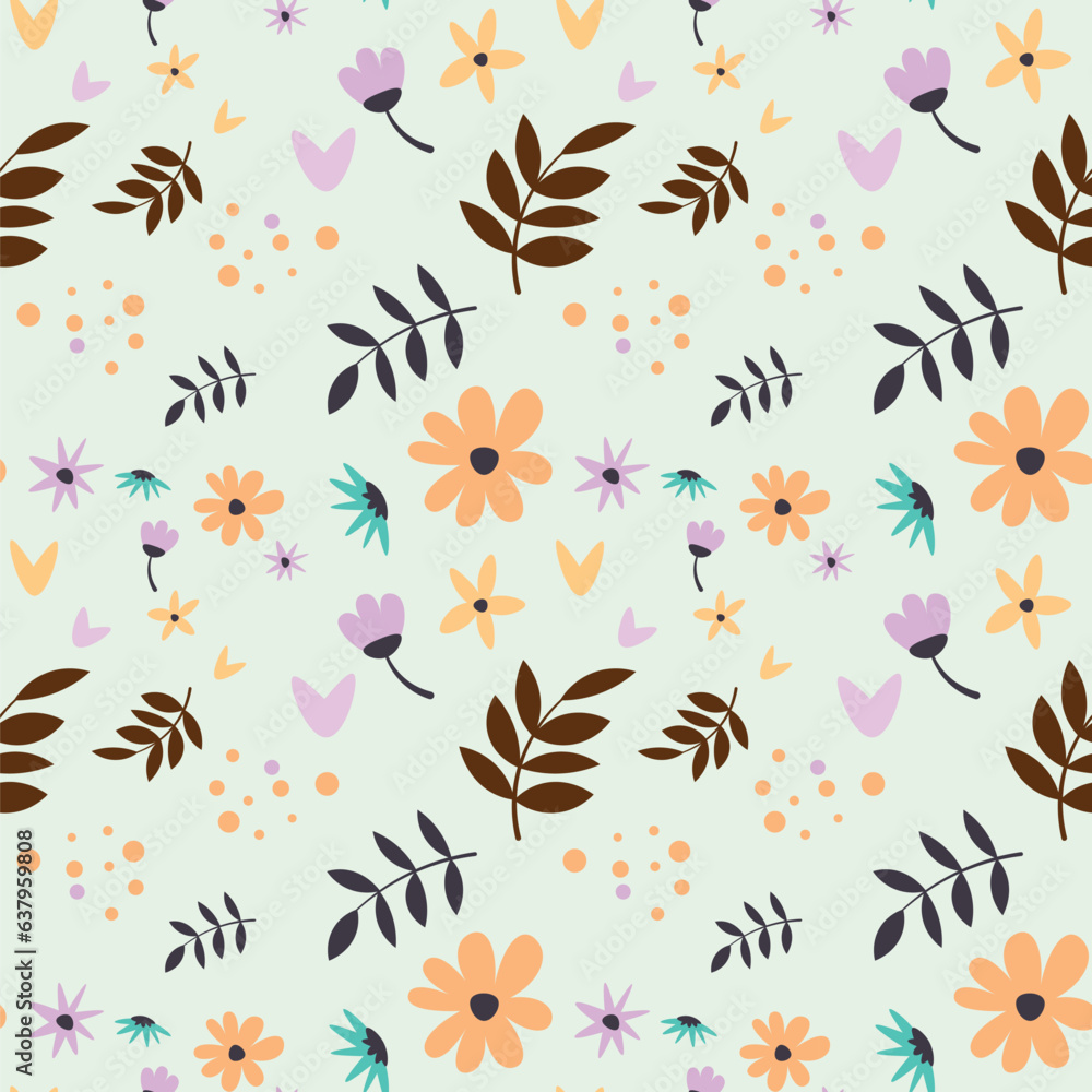 Abstract flat hand draw floral pattern background. Vector. Abstract flat hand draw floral pattern background. Vector.
