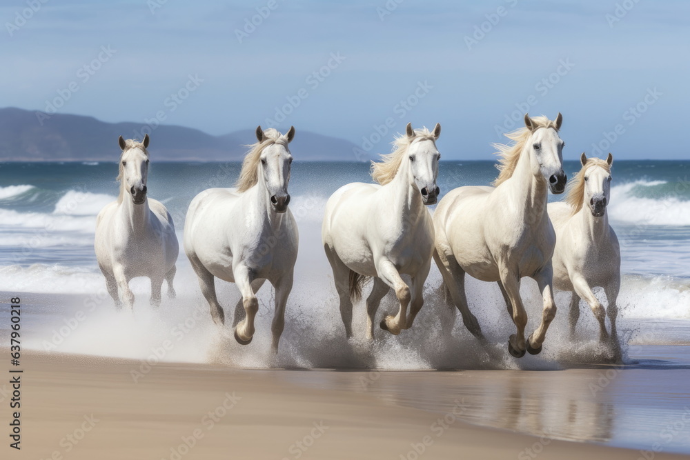 Fototapeta premium horses running on beach