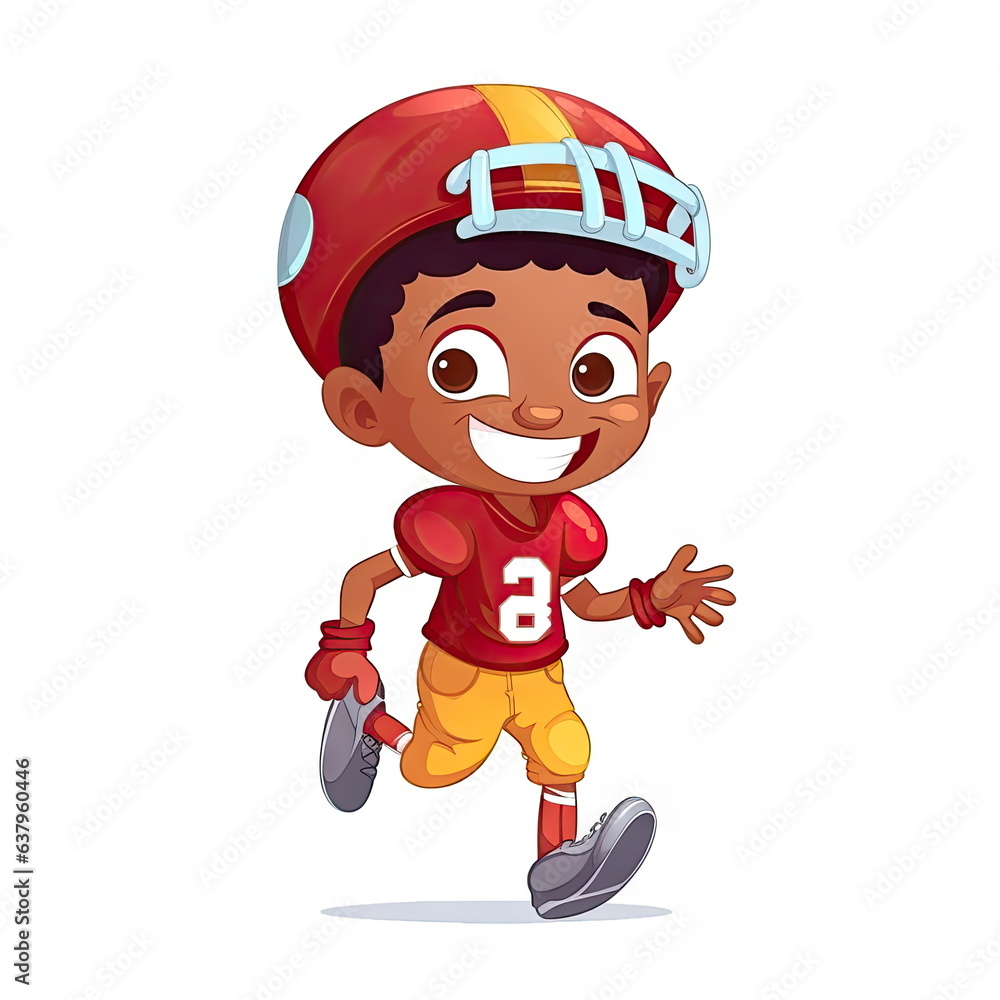 cartoon of american football boy