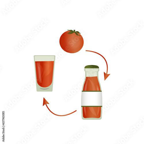 tomato juice. drinks and food vector illustration