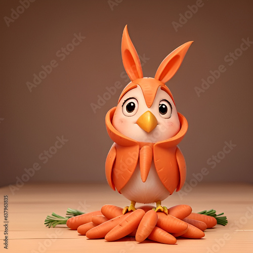 Funny carrot character 3d style. photo