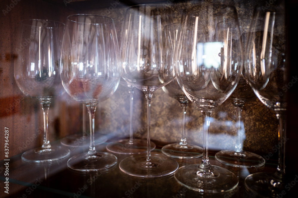Wineglasses in cabinet