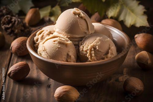 sweet, creamy chestnut ice cream in winter season