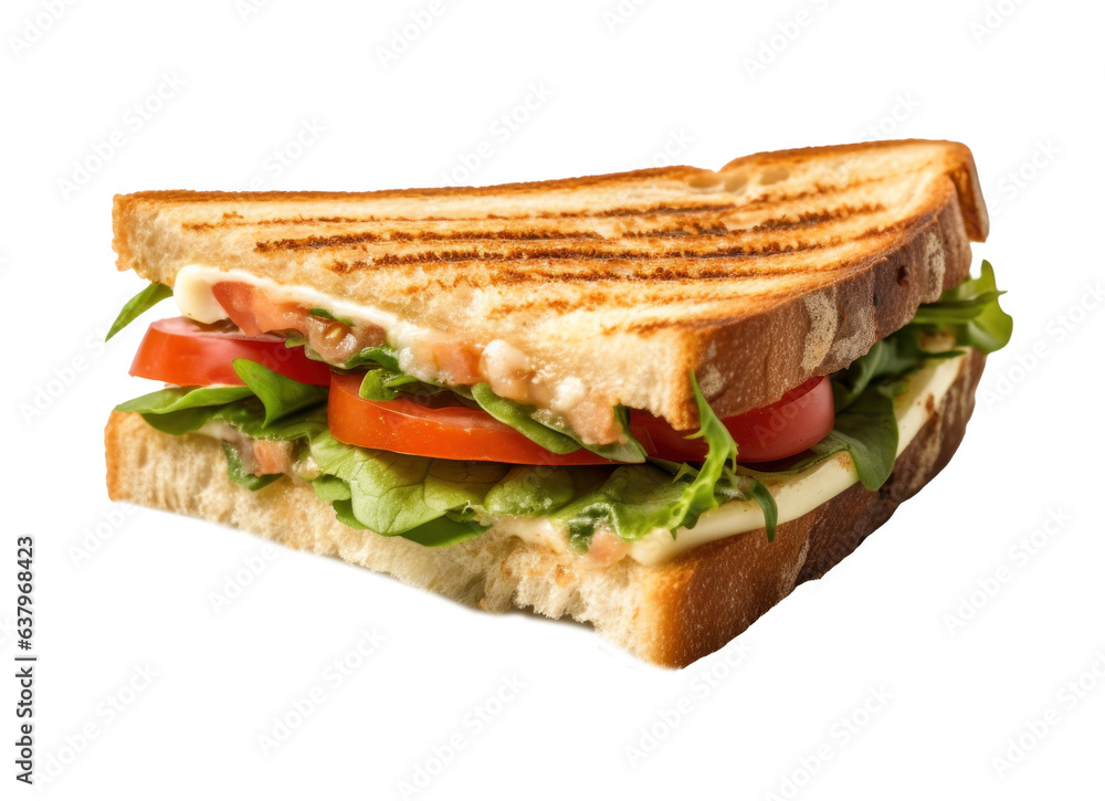 Grilled sandwich cut into pieces isolated Grilled sandwich cut into pieces isolated