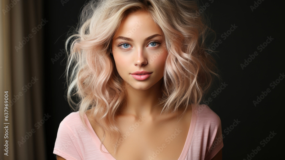A beautiful blonde glamour model, her face showcases the natural details of pores and skin lines, exhibits abundant and realistic pores and skin texture. Generative AI A beautiful blonde glamour model, her face showcases the natural details of pores and skin lines, exhibits abundant and realistic pores and skin texture. Generative AI