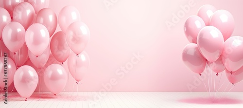 a birthday concept, light pink balloon full background. Copy space