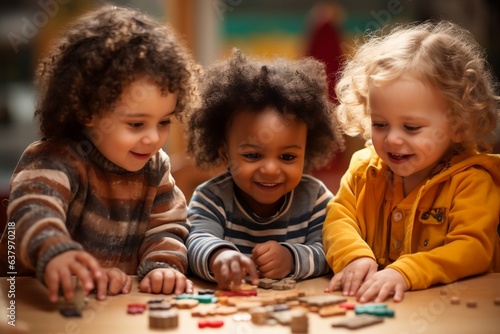 Children Having Fun at Daycare. Generative Ai