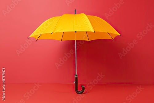 Open umbrella on an isolated background of red and yellow color.