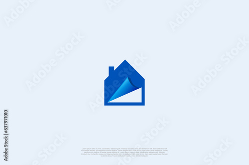 Free Download house logo with folded edge . Usable for Real Estate, Construction, Architecture and Building Logos. Design Template Element. - GFXLoad