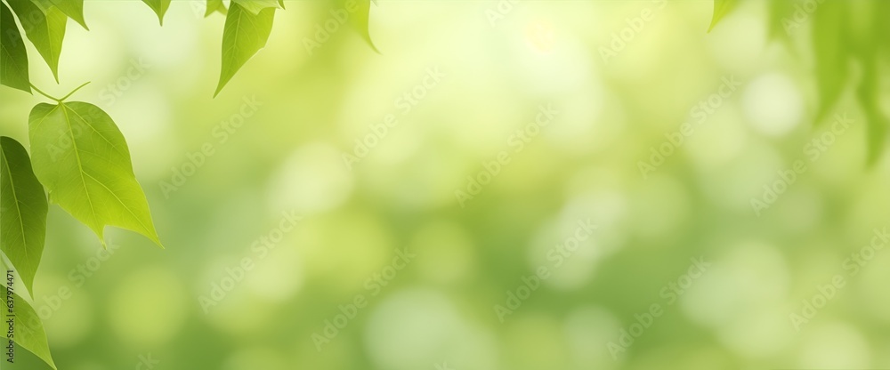Spring bokeh nature abstract background Green leaves blurred, beautiful in the spring or summer, are green bokeh that selects the focus of the leaves from the tree to blur.