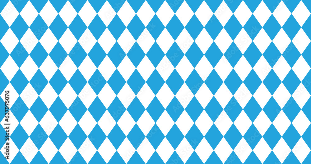 Bavarian Oktoberfest seamless pattern with blue and white rhombus Flag of Bavaria Oktoberfest blue checkered background 