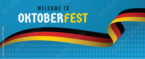 welcome Oktoberfest design with Germany Flag and Bavarian Oktoberfest pattern