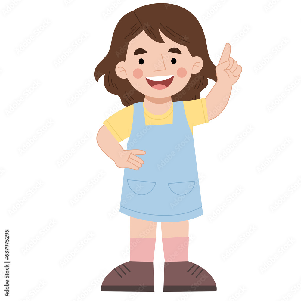 Illustration of a little girl showing an idea gesture Illustration of a little girl showing an idea gesture
