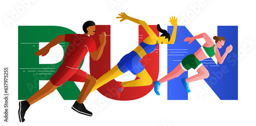 AthleticSpirit Runner Athlete Character in vector banner art
