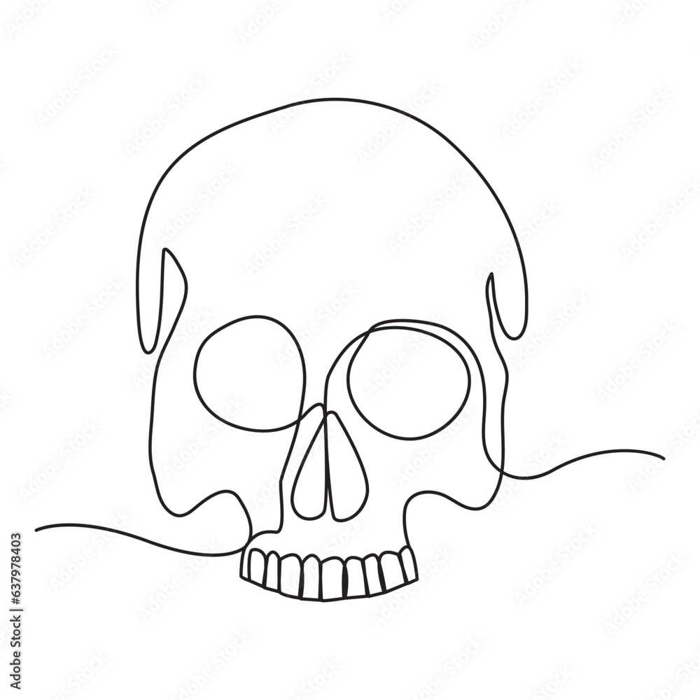 Single line human skull vector art design