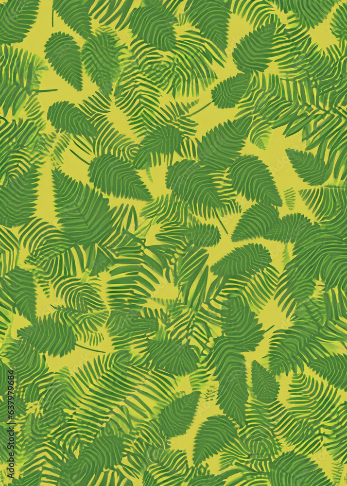 Green Jungle Leaves Pattern Background