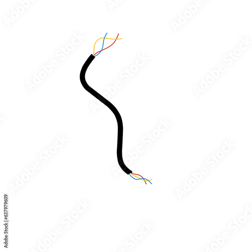 Damaged electrical wires isolated with rubber covers