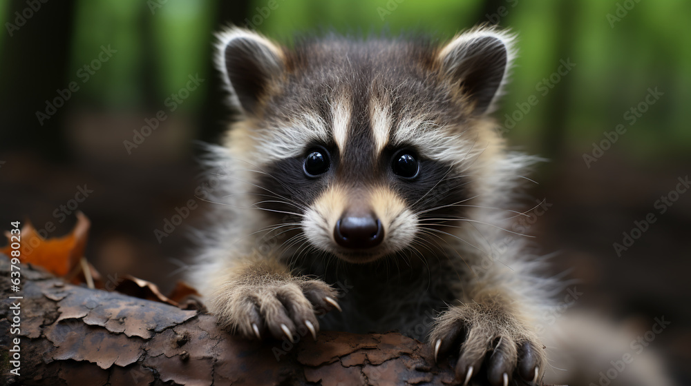 Autumn Reflections, A Raccoon Amidst Beauty of Fall, Reflecting Melancholy and Home Comfort